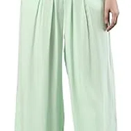Comfortable Fit Flared Leg Pleated Palazzo, Soft and Lightweight Rayon Fabric with Front Zip Button Closure and 2 Side Pockets, for Women,Pack of 1-image-9