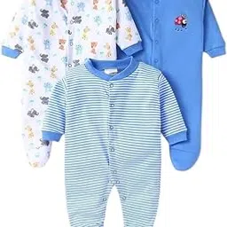 baby n more New Born Baby 100% Cotton Rompers for Sleepsuits Jumpsuit Night Suits for Baby Boys & Girls |Onesies| Infant Clothes Pack of 3-picture-11