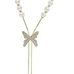 fashion frill Elegant Golden Chain Necklace For Women Butterfly Pearl Long Chain Pendant Necklace For Women Girls Love Gifts Womens Jewellery-picture-54