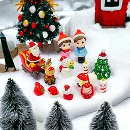 Moira 14 pcs Christmas Theme Miniature Decoration Items for Shops, Cake Toppers Plants, Terrariums, Doll Houses, Fairy Gardens-image-5