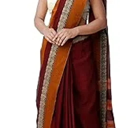 unnati silks Women Pure Handloom Narayanpet Cotton Saree With blouse piece and Tassels ends from the Weavers of Andhra Pradesh(UNM31697+Maroon+free size)-picture-51