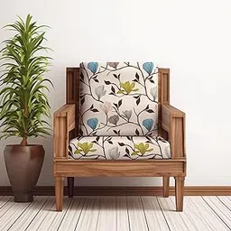 Polycotton Stretchable Printed Solid Sofa Slipcovers, Wooden Sofa SeatSofa Back Cushion Covers (10, Leaves-White)-picture-29