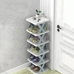 Birvan Smart Shoe Rack with 6 Layer Shoes Stand Multifunctional Entryway Foldable & Collapsible Door Shoe Rack Free Standing Heavy Duty Plastic Shoe Shelf Storage Organizer Narrow Footwear Home(1pcs)-picture-11