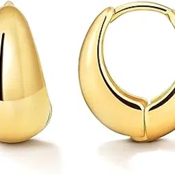 salve Stylish Trendy Chunky Golden Dainty Small Huggie Hoop Earrings | Latest Fancy Trendy Hoops Bali Studs | Korean Fashion Jewellery Women & Girls (Oval)-picture-46