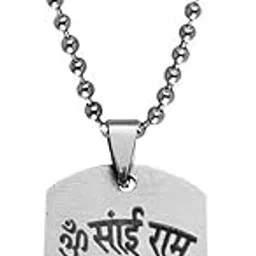 m men style Religious Lord Sacchidanand Sadgaru Sainath Maharaj Black And Silver Stainless Steel Pendant Necklace Chain For Men And Women SPn2022694-picture-29