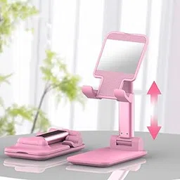 OPTROTECH Desktop Folding Phone Stand, Mobile Stand, Tablet Stand Holder with Mirror, Pink-picture-13