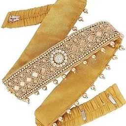 Traditional Zardosi Embroidered Saree Waist Belt, Stretchable Kamarpatta Kamarband for Women-picture-28