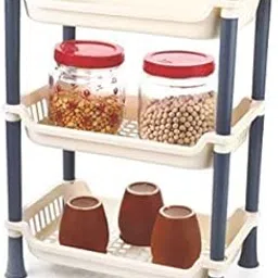 OCTOPUSPRIME Multi Use Plastic Storage Rack 3 Layer Best for Kitchen Bathroom Living Room Bedroom Small & Space Saving Storage Organizer Rack Shelf (Multicolour)-picture-24