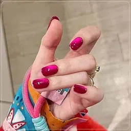 Beauty Tips Cat Eye artificial nails Glossy Burgundy Red Nail tips, Simple Elegant and Professional Manicure Shade. 10pcs CE3140 Size M-picture-49