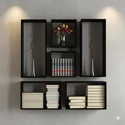 Onlinecaft Wooden Wall Mounted Floating Cube Shape Book Organizer Wall Shelves for Study Room Bed Room Guest Room Office Room Showpiece Decor Rack Shelf Book & Newspaper Wall Shelf (Black)-image-51