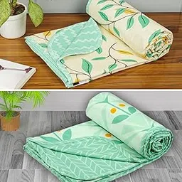 BSB HOME Pure Cotton 120 GSM Reversible Soft Lightweight Printed Single Bed Blanket/AC Dohar/Skin Friendly Dohar- Pack of 2 (152 x 225 cm-Light Green & Pista)-image-80