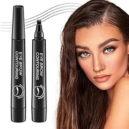 POPFIZZ 4 Point Eyebrow Pencil Black,Waterproof Microblading Eyebrow Pencil with a Micro-Fork Tip Applicator Creates || Black Fine Sketch Liquid Eye Brow Tattoo Tint Pen-picture-24