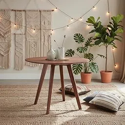 ANGEL FURNITURE Sheesham Wood Round Top Four Seater Dining Table 39X39X30 Inch (Honey Finish)-picture-17