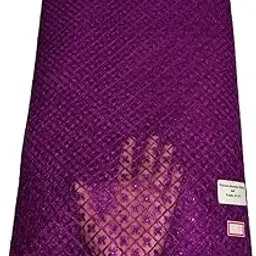 Embroidered Net Fabric with Floral Border, Magenta Purple, Full Work Design (MEJANTA, 1 Meter)-picture-17