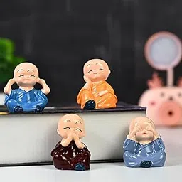 HindCraft Resin Mini Buddha Monk Statue Set – Diwali Gift for Joy & Positivity | Little Baby Monk Cartoon Figurines for Home, Car Dashboard & Living Room Décor | Perfect Festive Gift-picture-43