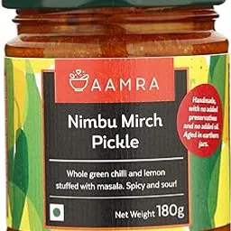 Aamra Homemade Traditional Nimbu Mirch Pickle-180 Grams image 1