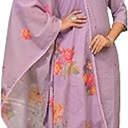 ishin Zari Threadwork Cotton Schiffli Kurta, Solid Pants and Cotton blend Lace bordered Dupatta-picture-16