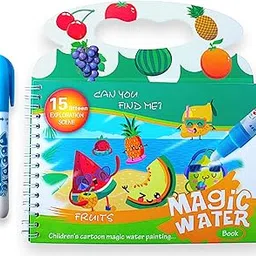 GLUN® Children's Cartoon Water Magic Painting Book with Marker, 15 Different Exploration Scenes, Different Theme Magic Book (Mix Book)-picture-30