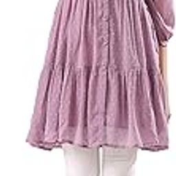 janasya Women's Lavender Dobby Chiffon Self Design Tiered Tunic-picture-23