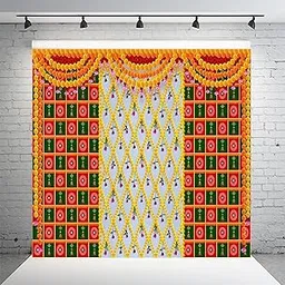 Decoration Flower (8FT-8FT) Backdrop Cloth for Pooja Decoration Traditional Cloth for Festival 8 Feet Height and 8 Feet Width. (Washable Fabric)-picture-22