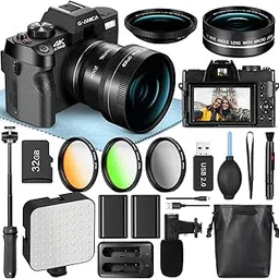 4K Digital Cameras for Photography, 48MP Vlogging Camera for YouTube with Microphone & Tripod Grip, Video Camera with Wide-Angle&Macro Lens, Content Creator Kit & Travel Camera（Black）-picture-30