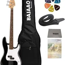 Fender Debut Series Precision Bass Guitar with Gig-Bag, Polishing Cloth, Strap, Picks & E-Book - Black-picture-10