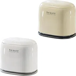 Mini Desktop Trash Can Tiny Compact Stylish Trash Bin for Vanity Desk Office Cream Black-image-39