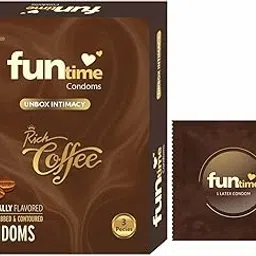 Funtime Flavoured Condoms Combo Pack of 10 (3PCS Each Pack) Dotted, Ribbed & Contoured Long Lasting for Men (Rich Coffee Flavored, 30 Pcs Total)-image-53