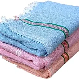 VUNNAVA® Handloom 100% Pure Cotton Towels XXXL Size 36/72Inch(90/180cm) 3/6feet Heavy Quality (Multicolour Pack of 3) - Design 1-picture-23
