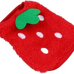 Winter Warm Fleece Bunny Rabbit Clothes Small Pets Strawberry Warm Vest Small Animals Costume Accessories for Hamster Guinea Pig Chinchilla Ferret 3XS Red-image-57