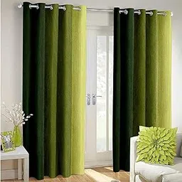 2 Piece Solid Shaded Heavy Polyester Semi Sheer, Grommet Curtains for Window 5 Feet, Green (Green, Feet)-picture-28