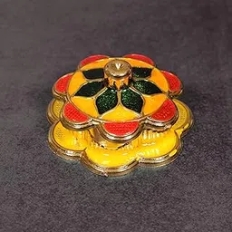 Putrika Traditional Meenakari Tilak kumkum Box|Puja Worship|Navratri Gift| Diwali Gift| Return Gift for wedding and any special Occasion- Tilak Box (2, Tilak Yellow) image 1