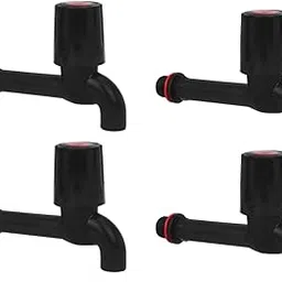 COSVIT Black PVC Heavy Duty Long Body Bib Tap for Bathroom, Kitchen, Outdoor (Pack of 4)-image-3