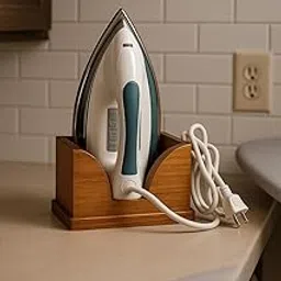 Aashna Multi Purpose Wooden Iron Press Holder.Free from Electricity.Save You & Your Family from Shock.(Super Heat Resistant Unit) Not Only Hold Iron But Organise Power Cable Also. Laundry and Home.-picture-55