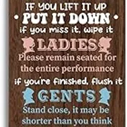 HALUOSI Bathroom Wood Decor Sign, Toilet Rules, Rustic Farmhouse Style, 12x6 Inch MDF Wall Mount Sign, Bathroom 06 Color-image-20