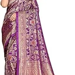 Traditional Banarasi Silk Saree, Purple and Gold Zari Woven Saree-image-23