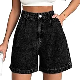 sugathari Women's High Waisted Denim Shorts, 2025 Fashion Vintage Wash, Straight Cut (Short 234)-picture-27