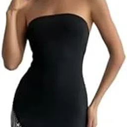 glare & blair Solid Tube Rhinestone Bodycon Dress for Women-picture-56