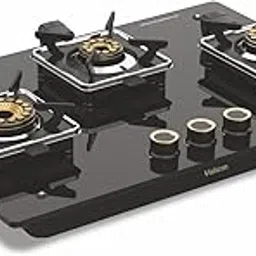 Vidiem Vogue 3-Burner Gas Cooktop/Hob | World's First Fully Removable Burner Assembly | 10Mm Toughened Glass | Hexa Flame Forged Brass Burners | 5Mm Thick Pan Support | Manual Ignition - Black-image-4