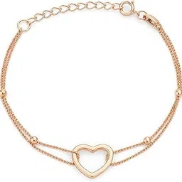 zavya 925 Sterling Silver Minimal Heart Rose Gold Plating Chain Bracelet | Gift for Women and Girls | With Certificate of Authenticity and 925 Hallmark image 1