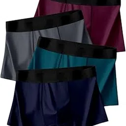 deplozy Men's Ultra-Comfort Nylon Underwear Moisture-Wicking, Breathable Boxers for Men Seamless Design Multicolour Pack of 4-picture-45