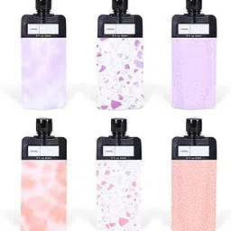 tazweeq 6 Pack Leak Proof Empty Squeeze Pouches, 3OZ Refillable Travel Size Containers, Portable Shampoo Liquid Container, Travel Bottles, for Toiletries, for Lotion Face Cream Hand Soap, Multicolor-picture-31