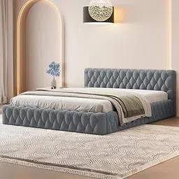VINTAGE VOGUE Modern Upholstered King Size Bed – Premium Fabric Cot for Your Stylish Bedrooms, Living Room & Home (King, Elvin)-picture-11