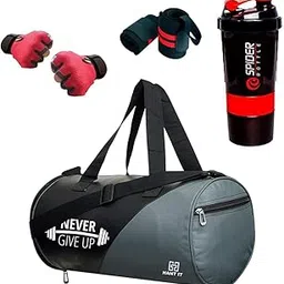 Hang It Gym Bag Combo for Men ll Gym Bag with Shoe Compartment, Red Bottle, Red Wristband, Red Gloves ll Gym kit for Men and Women ll Gym Bag & Fitness Kit & Gym Bag Combo.-picture-27