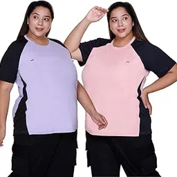 White Moon Plus Size Gym T-Shirt for Women (Combo), Active Wear for Sport, Running, Yoga & Swimming, Polyester Dryfit Top (Pack of 2)-picture-30