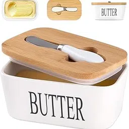 Lemon Tree Ceramic Butter Box with Wooden Lid – Durable Butter Keeper for Refrigerator & Counter, Butter Storage Container with Lid, Non-Slip Butter Dish, Ideal for Softening Butter (White)-image-10
