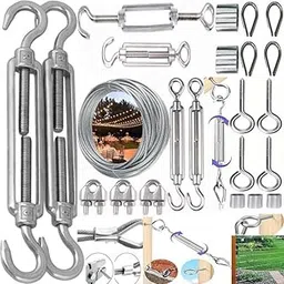 DIY Crafts 1x Set 12x Pcs 12x1, 304 Steel Set, Turnbuckle/Tension (Eye Hook) Wire Rope Cable Clip/Clamp Thimble Turnbuckle Tension Wire Rope Eye Hook, Wire Rope (1x Set 12x Pcs 12x1, 304 Steel Sets)-image-8