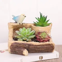 myBageecha- Perched Bird in Garden Resin Succulent Pot-image-53