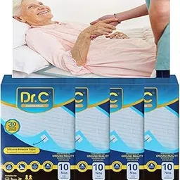 Dr C Disposable Underpad Bed Changing Pad for Adults Elders Patients Baby Incontinence pad with 4 Non Slip Tape – Soft Superior Absorbency Leak Proof Hypoallergenic Underpad, 10 Sheets 60x90 Large-image-6