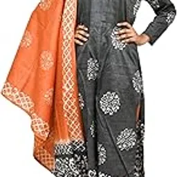 haider ali and sons girls cotton khadi unstitched batik print suit with dupatta-picture-48